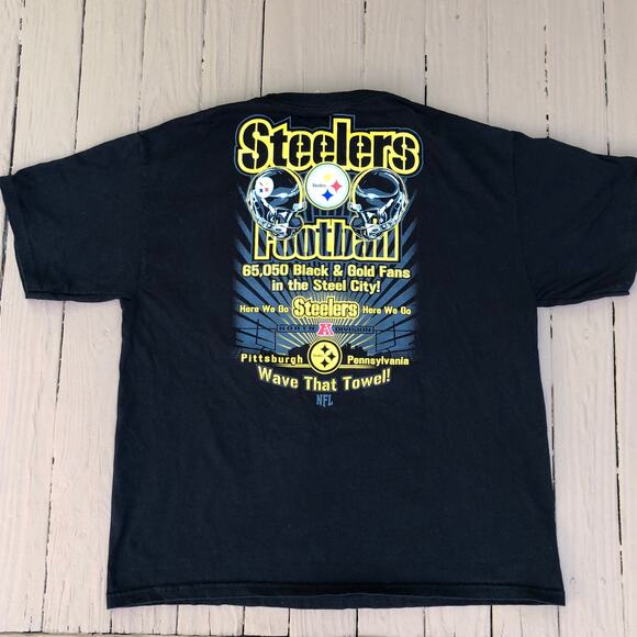 Pittsburgh Steelers Football Black "Steelers Wave That Towel” Men’s XL T-Shirt - Picture 2 of 7